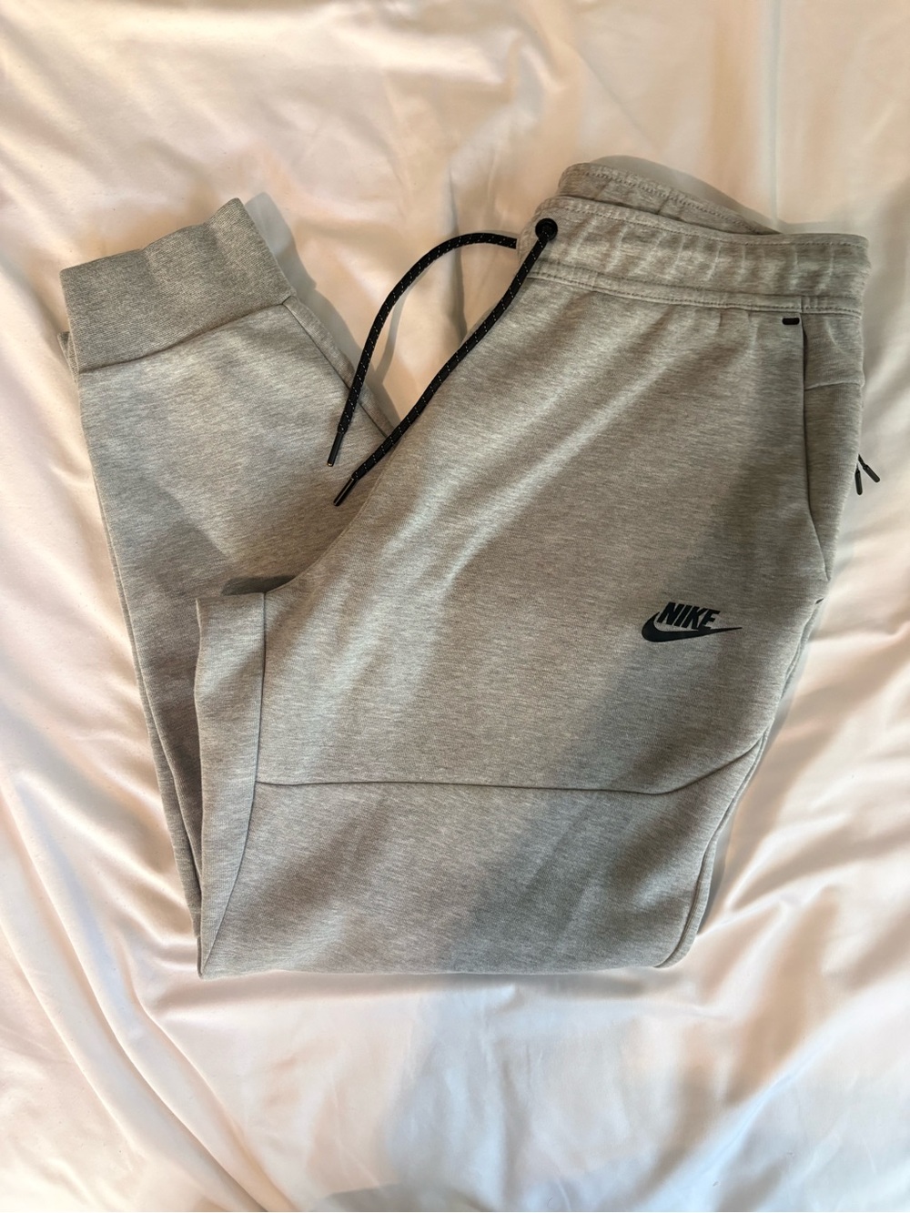 Nike Kids Light Gray Jogger Sweatpants with Black Logo